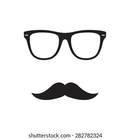 Glasses with mustache. Retro hipster style. Vector illustration.