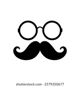 Glasses and mustache silhouette icon vector illustration design on white background.