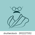Glasses and mustache. Stylized Simple Flat Style Portrait of man