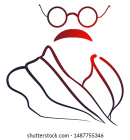 Glasses and mustache. Stylized simple flat style portrait of Gandhi