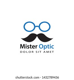 glasses and mustache template design vector with isolated white background