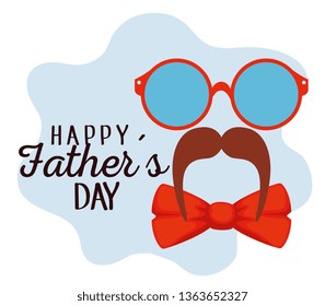 glasses with mustache and tie bow to fathers day