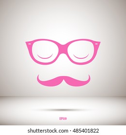 glasses and mustache vector icon.