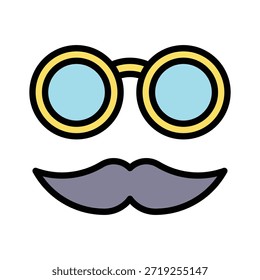 Óculos Com Ilustração De Vetor De Mustache, Ícone De Estilo Preenchido