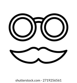 Óculos Com Ilustração De Vetor De Mustache, Ícone De Estilo De Linha