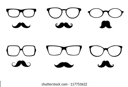 glasses  and mustache vector set