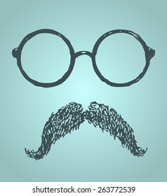 Glasses and mustache vintage illustration