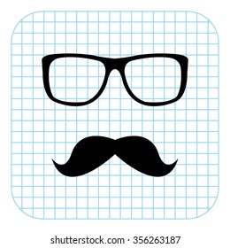glasses and mustaches - black  vector icon