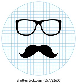 glasses and mustaches  - black vector icon
