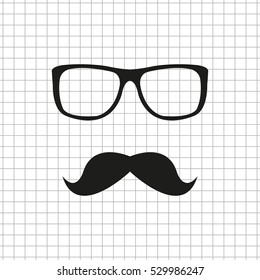 glasses and mustaches  - black vector icon