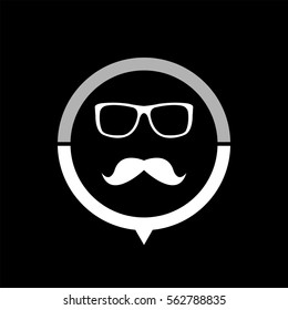 glasses and mustaches  - black vector icon
