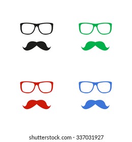 glasses and mustaches - color vector icon