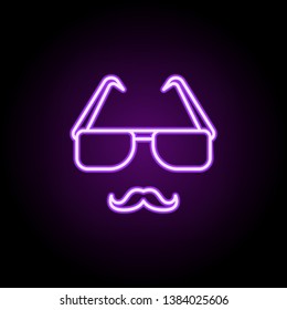 glasses and mustaches neon icon. Elements of media, press set. Simple icon for websites, web design, mobile app, info graphics