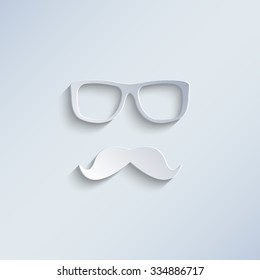 glasses and mustaches - paper vector icon