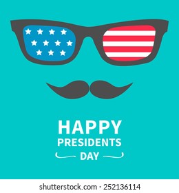 Glasses and mustaches. Presidents Day background flat design
