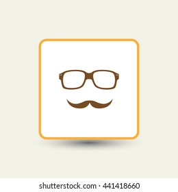 glasses and mustaches vector icon.