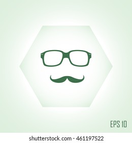 glasses and mustaches vector icon.