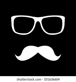 glasses and mustaches - white vector icon