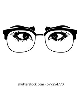 Glasses with nice eyes. Vector ilustration. 