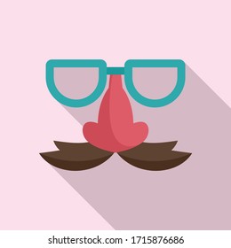 Glasses and nose with mustache icon. Flat illustration of glasses and nose with mustache vector icon for web design