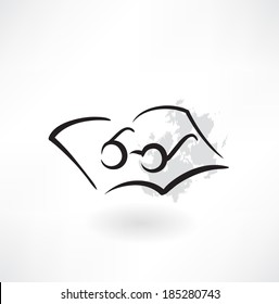 glasses and notebook grunge icon