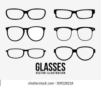 Glasses object icon set. Fashion style accessory optical and lens theme. Isolated design. Vector illustration