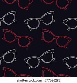 Glasses on a black silhouette pattern