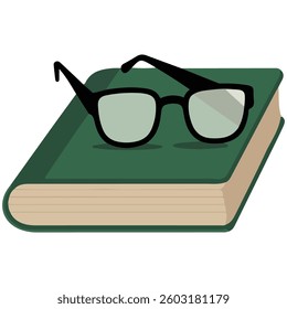Glasses on a book isolated vector illustration on white background