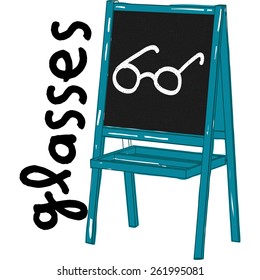 glasses on the chalkboard