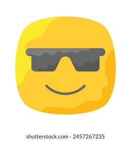 Glasses on emoji face showing concept icon of cool emoji, proud emoji