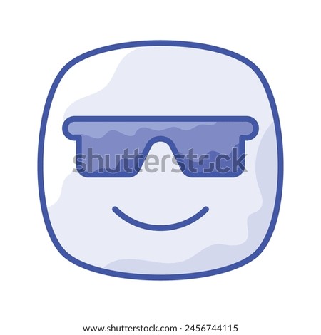 Glasses on emoji face showing concept icon of cool emoji, proud emoji