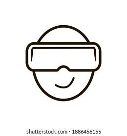 Glasses on head. Virtual reality icon - for vector