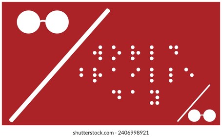 Glasses on a red background. Vector illustration, no transparency. Braille world day simple background