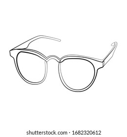 Glasses one line drawing on white isolated background. Vector illustration