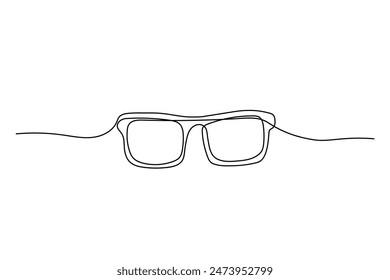 Glasses one line silhouette. Doodle outline icon. Eye frame minimal hand drawn illustration