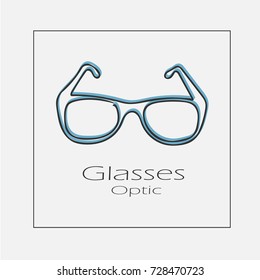 Glasses optic concept illustration. Hand drawn flat vector logo icon.