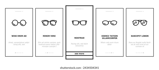 gafas marco de estilo óptico de vectores móviles. lente moderna, gafas de vista de moda, vista, diseño de ojos antiguos, visión gafas retro ilustraciones de marco de estilo óptico