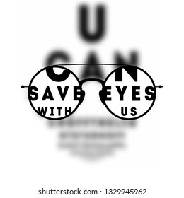 Glasses Optician, Vision Of Eyesight Eye Care Concept Vector Illustration.  Blured Eye Test. 