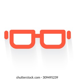 glasses in orange with drop shadow on white