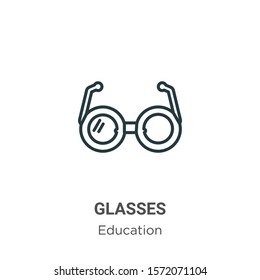 Glasses outline vector icon. Thin line black glasses icon, flat vector simple element illustration from editable online learning concept isolated on white background