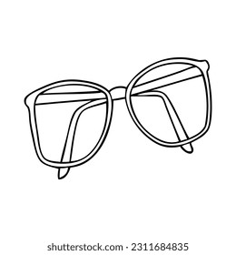 glasses outline vector illustration,isolated on white background,top view