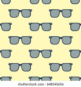 Glasses pattern on the yellow background. Vector illustration