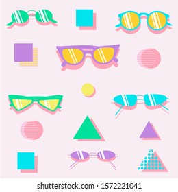 Glasses pattern pink yellow blue green purple abstract background