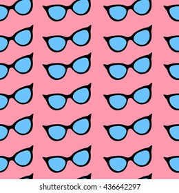 glasses pattern seamless, glasses on a pink background