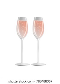 Glasses Of Pink Champagne