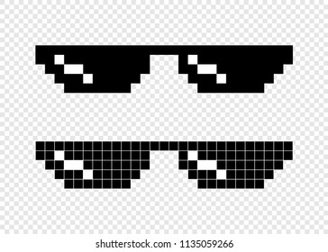 Glasses pixel 8-bit on transparent background