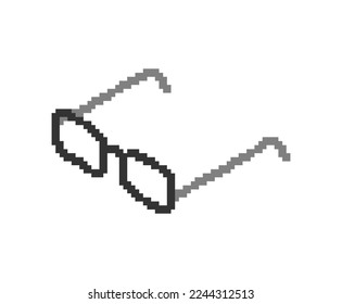 Glasses pixel art. 8 bit spectacles pixelated Vector illustration