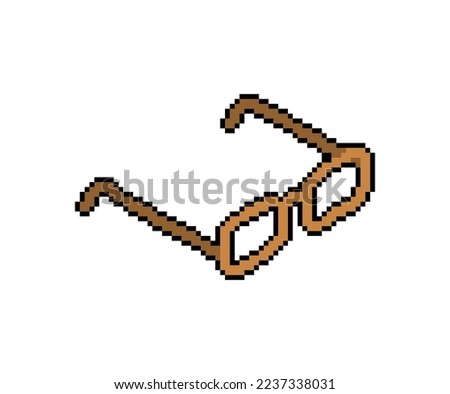 Glasses pixel art. 8 bit spectacles pixelated Vector illustration
