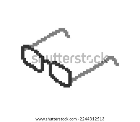 Glasses pixel art. 8 bit spectacles pixelated Vector illustration