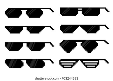 Glasses in pixel art style.